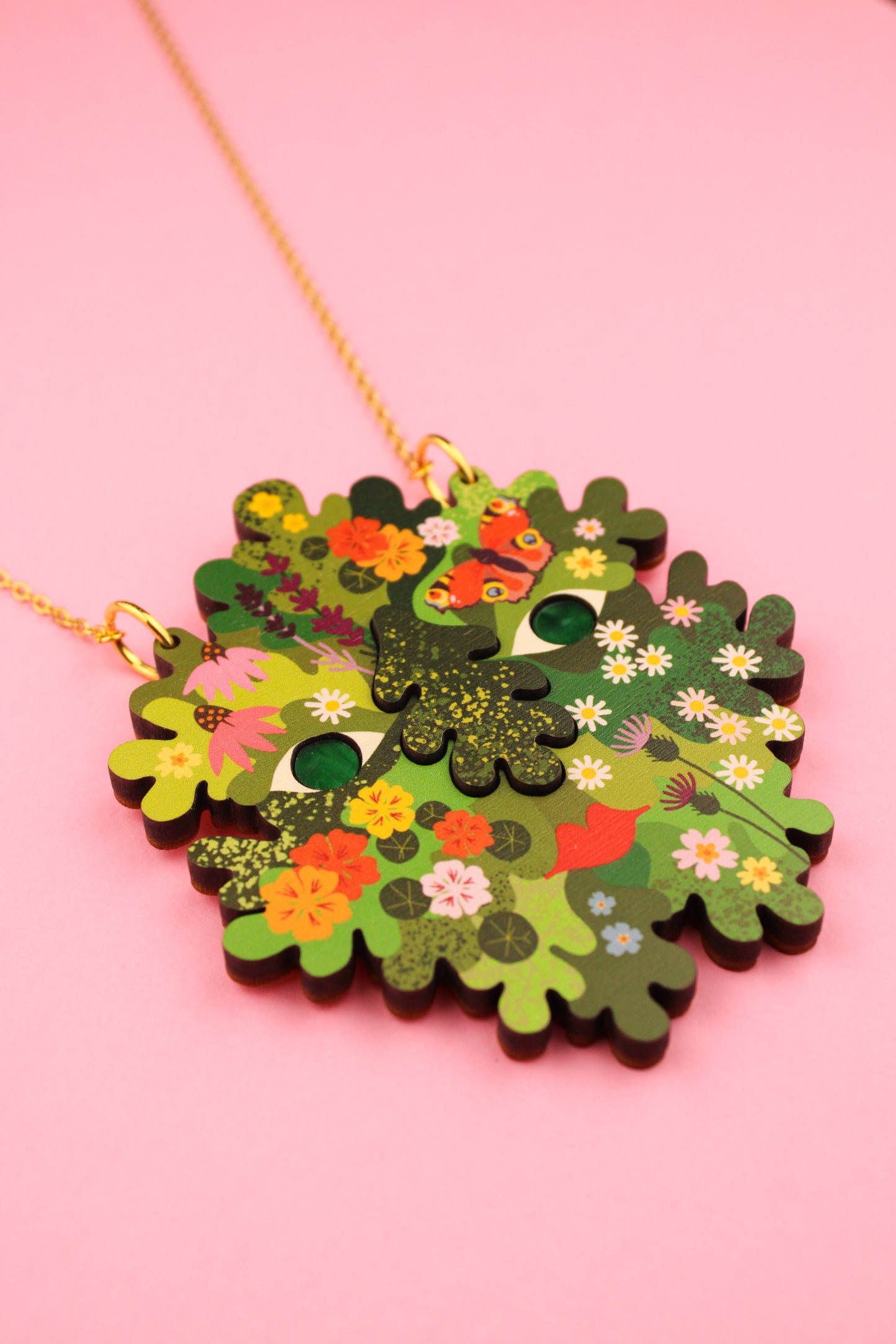 Floral Green Man Necklace PRE ORDER