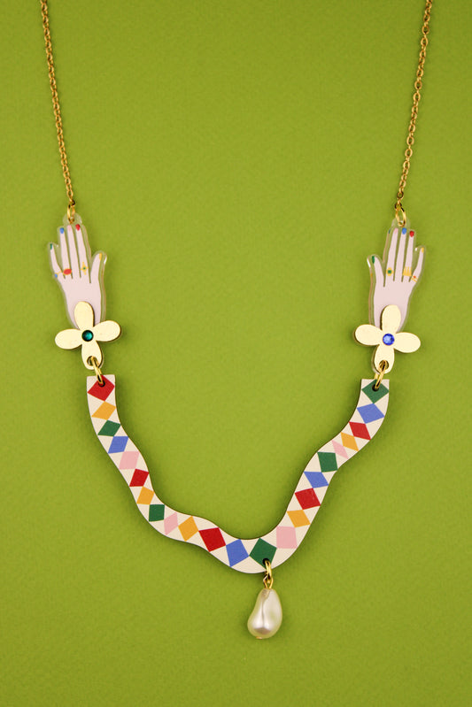 Harlequin Hand Necklace