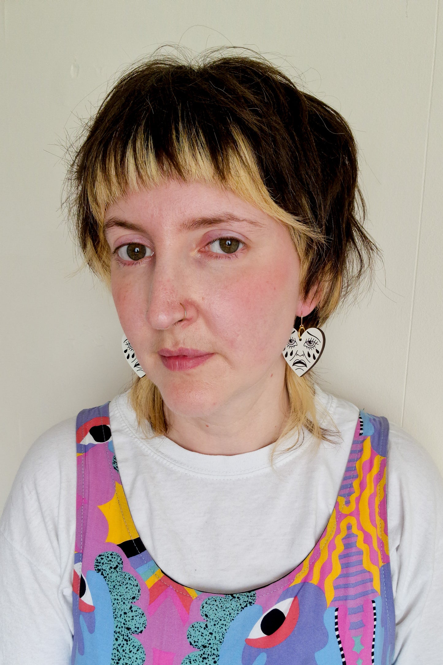 White Crying Heart Earrings