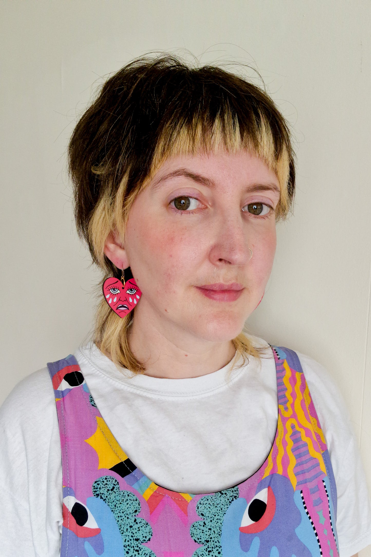 Red Crying Heart Earrings
