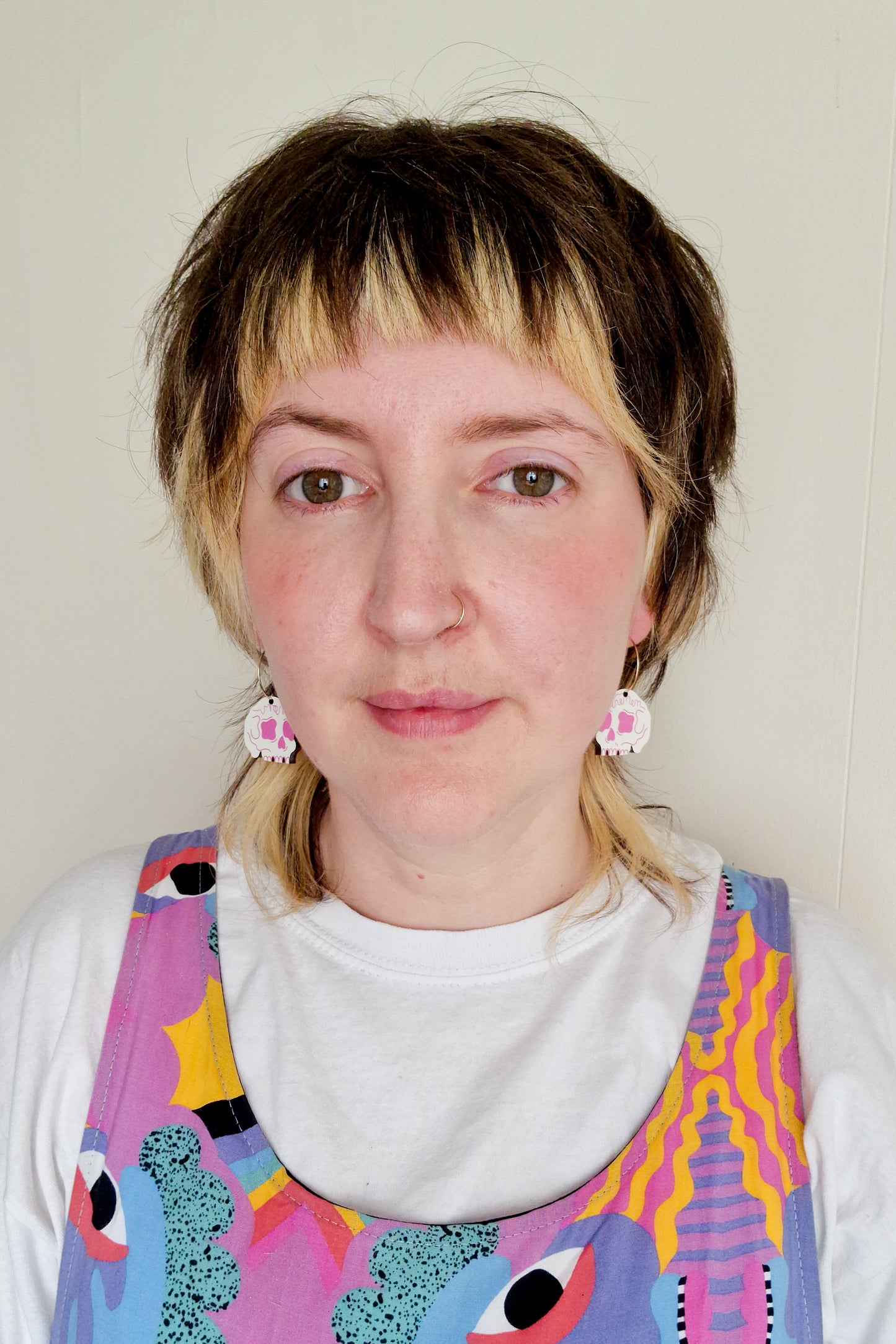 Pink Memento Mori Skull Earrings