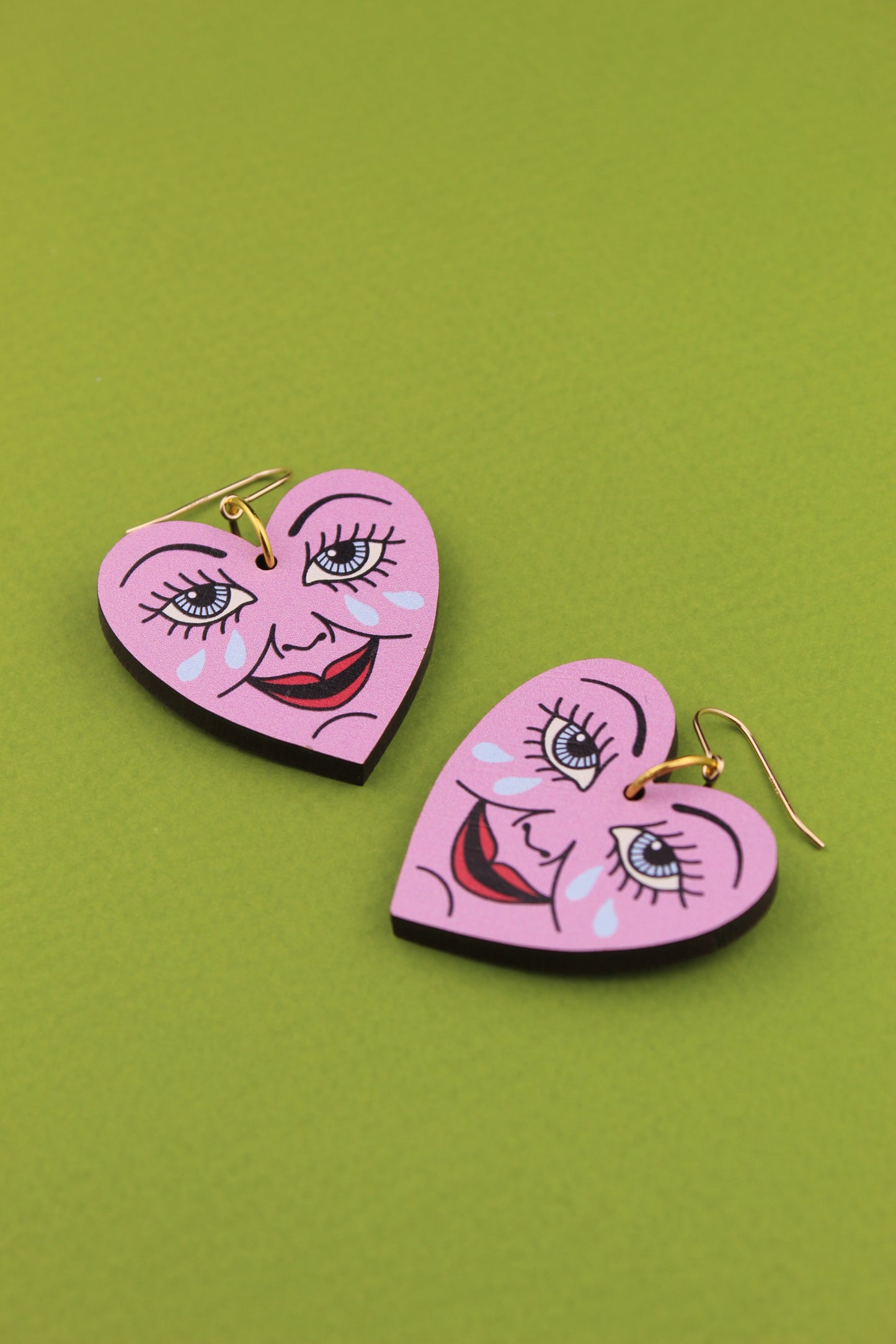 Pink Happy Heart Earrings