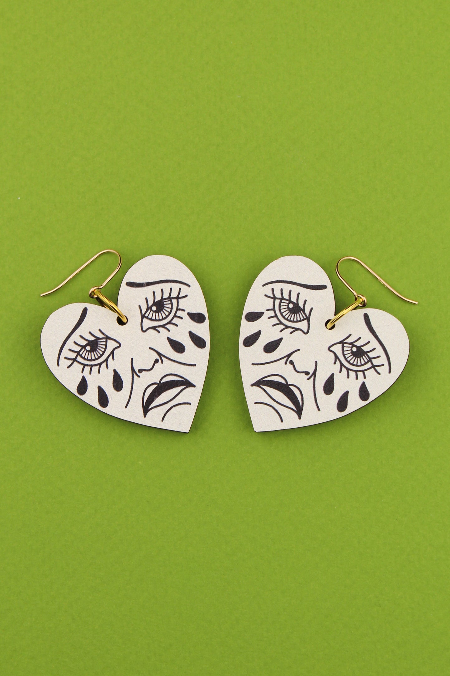 White Crying Heart Earrings
