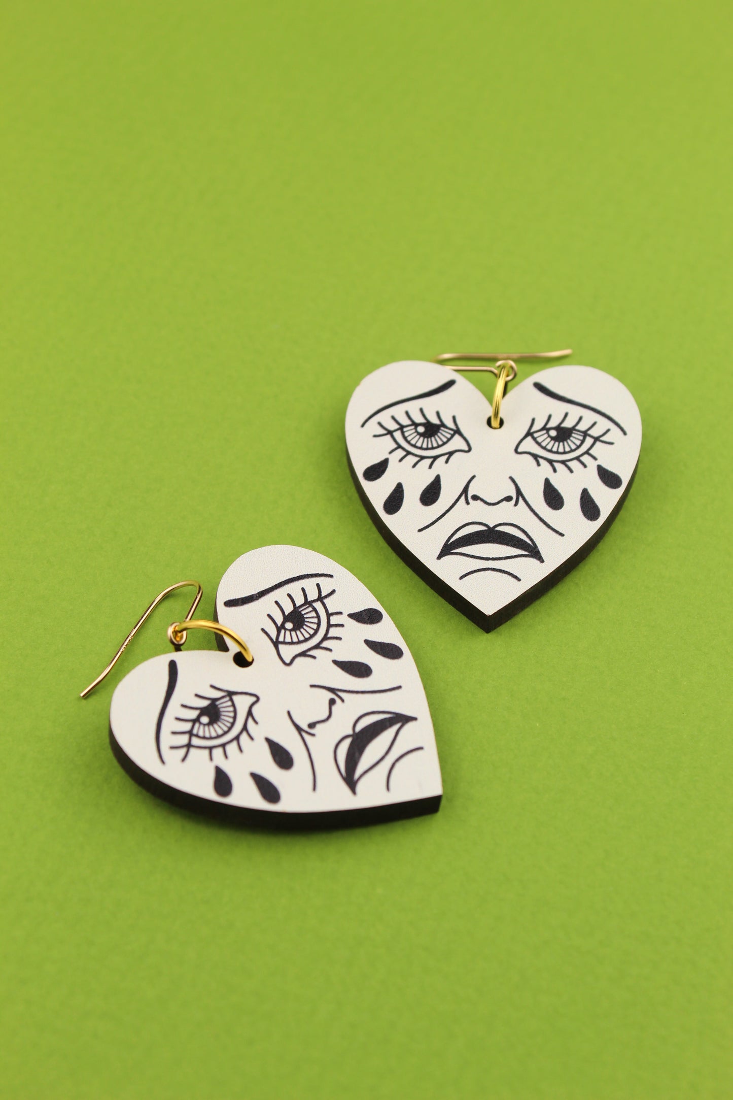 White Crying Heart Earrings
