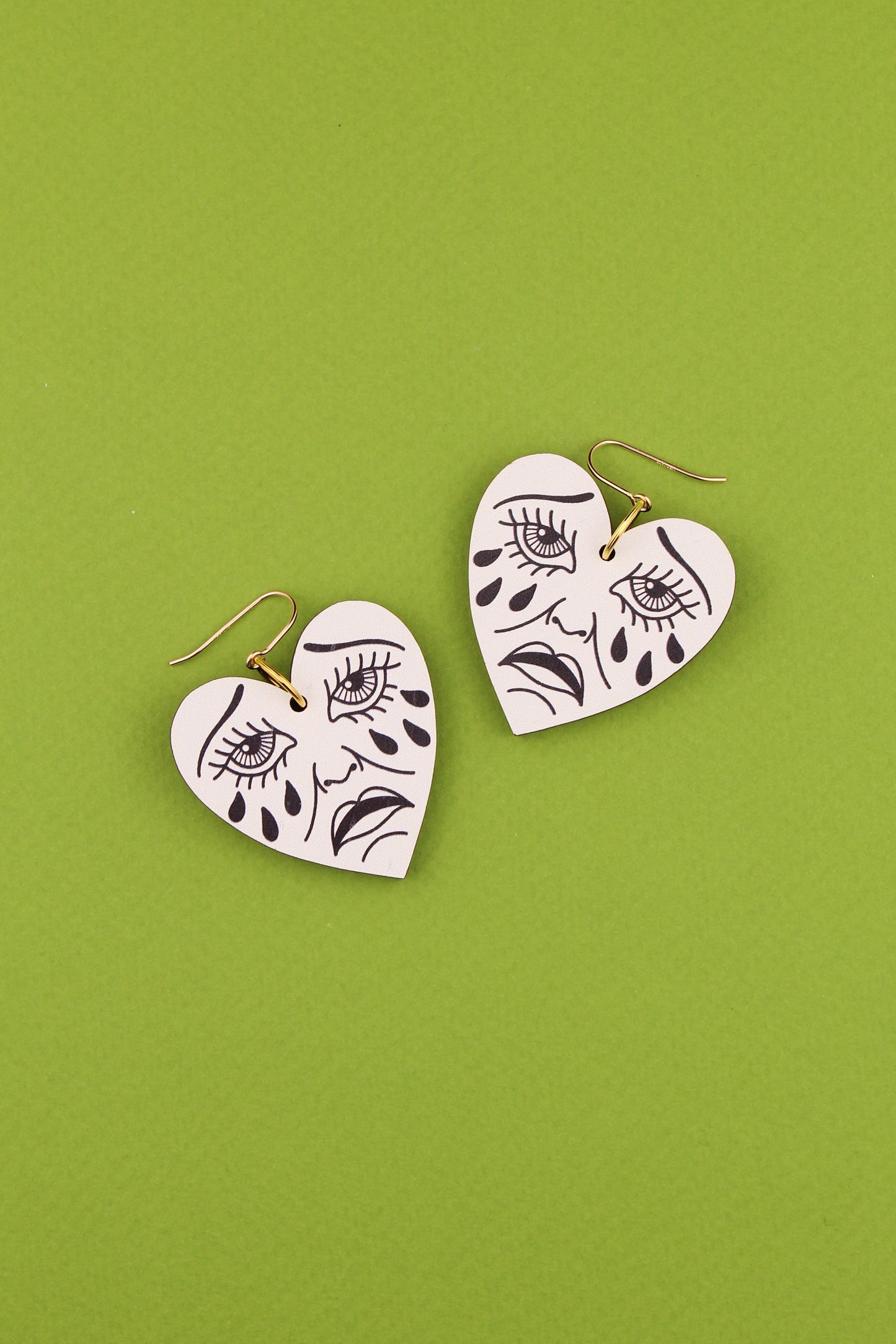White Crying Heart Earrings