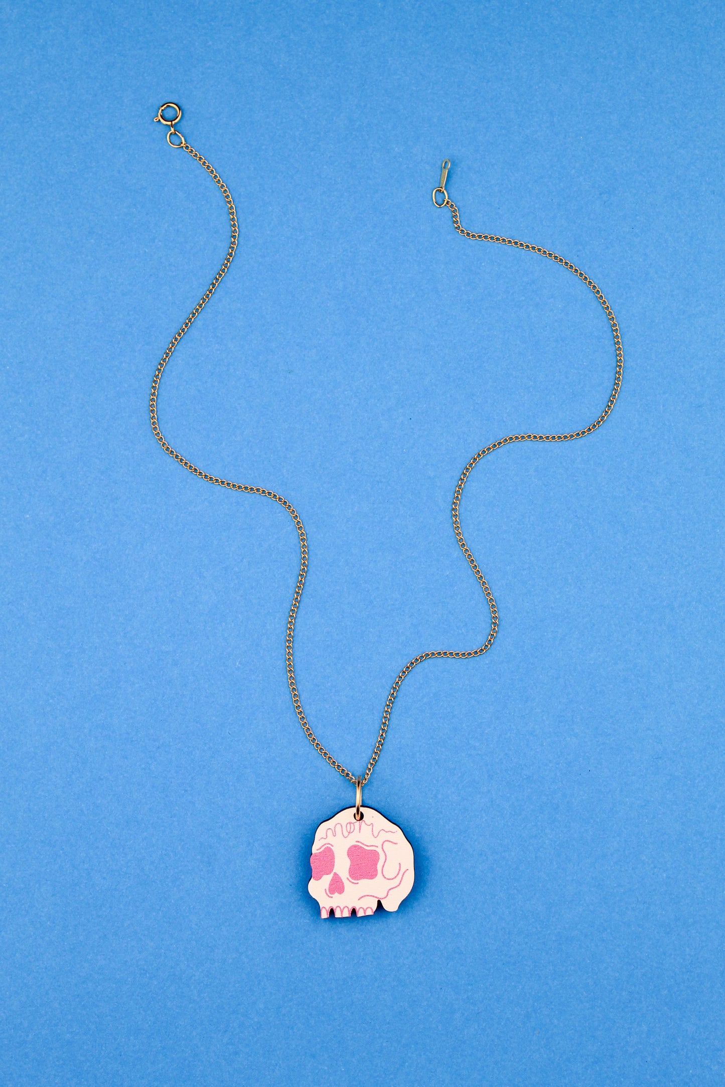 Pink Mori Skull Pendant Necklace