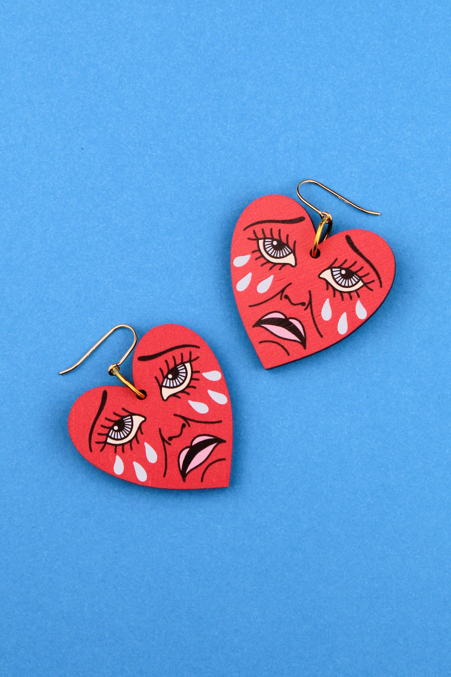 Red Crying Heart Earrings