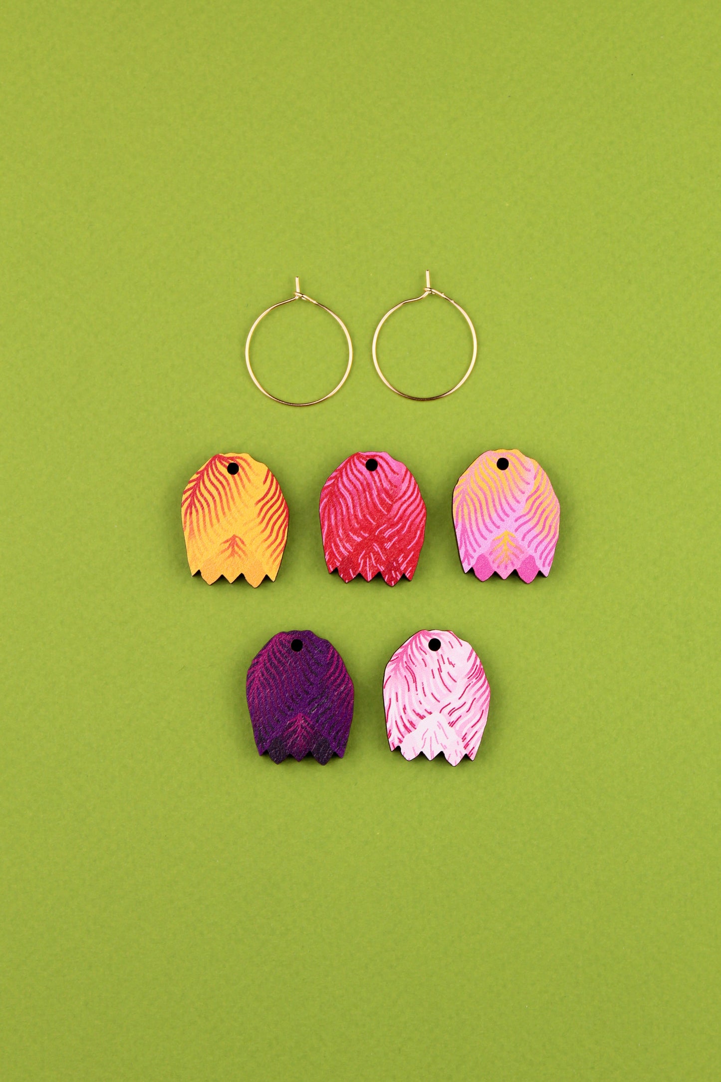 Tulip Earrings Set With Hoops