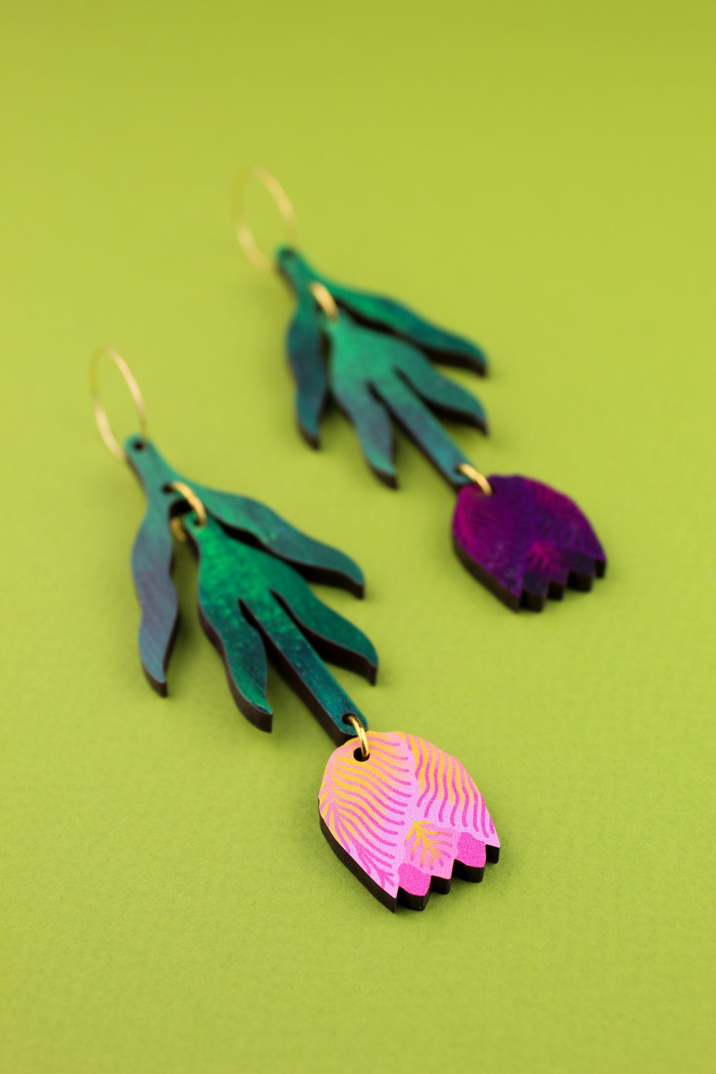 Purple and Peach Tulip Earrings