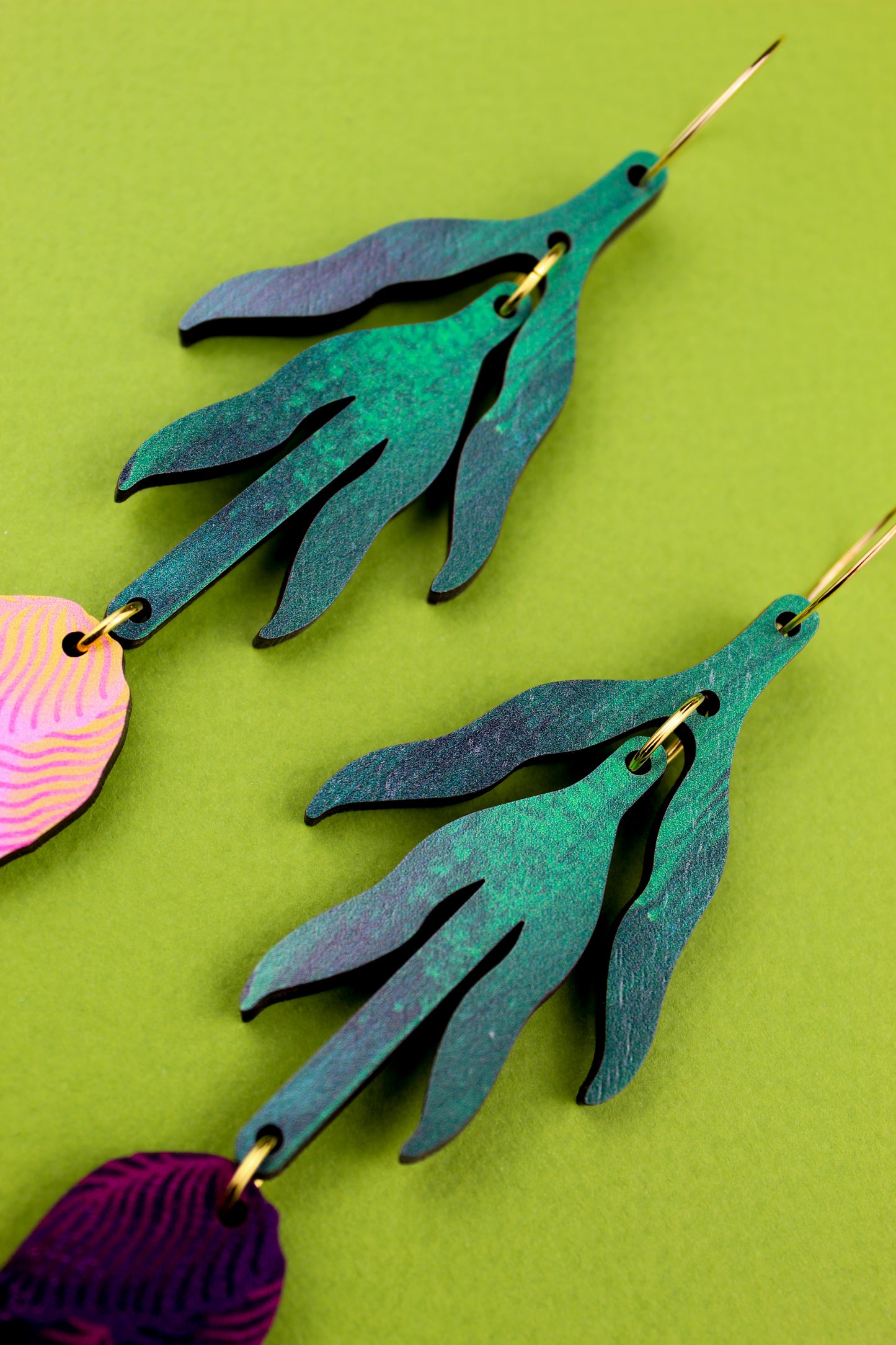 Purple and Peach Tulip Earrings