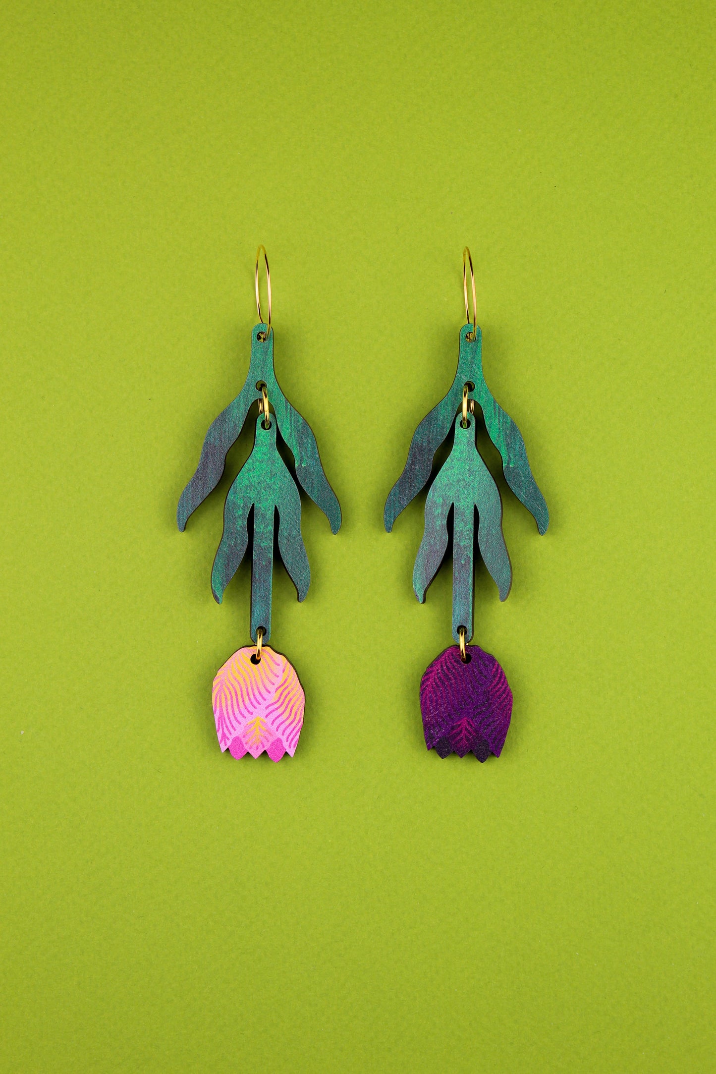 Purple and Peach Tulip Earrings