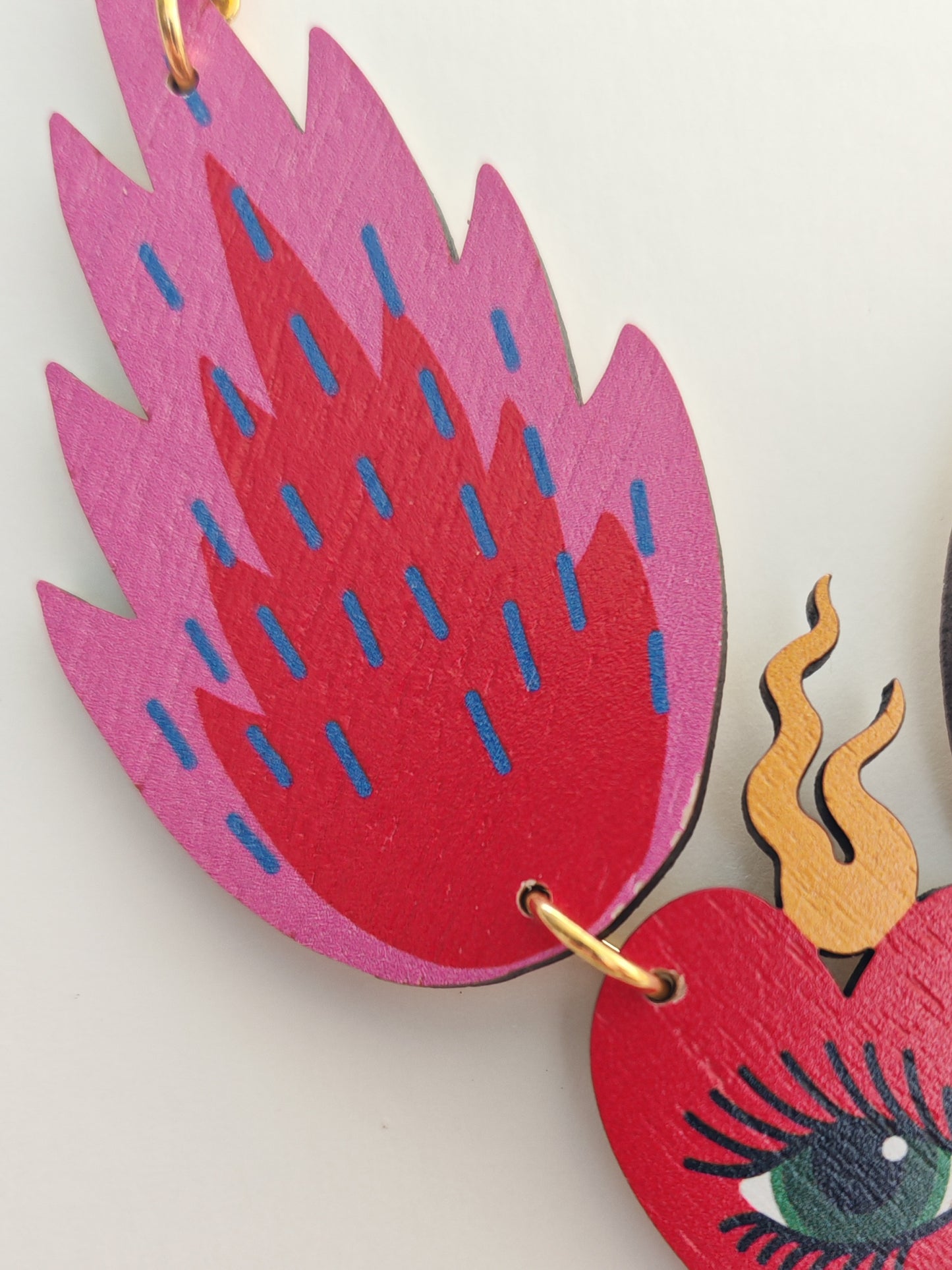 flaming heart necklace PAINT CHIP