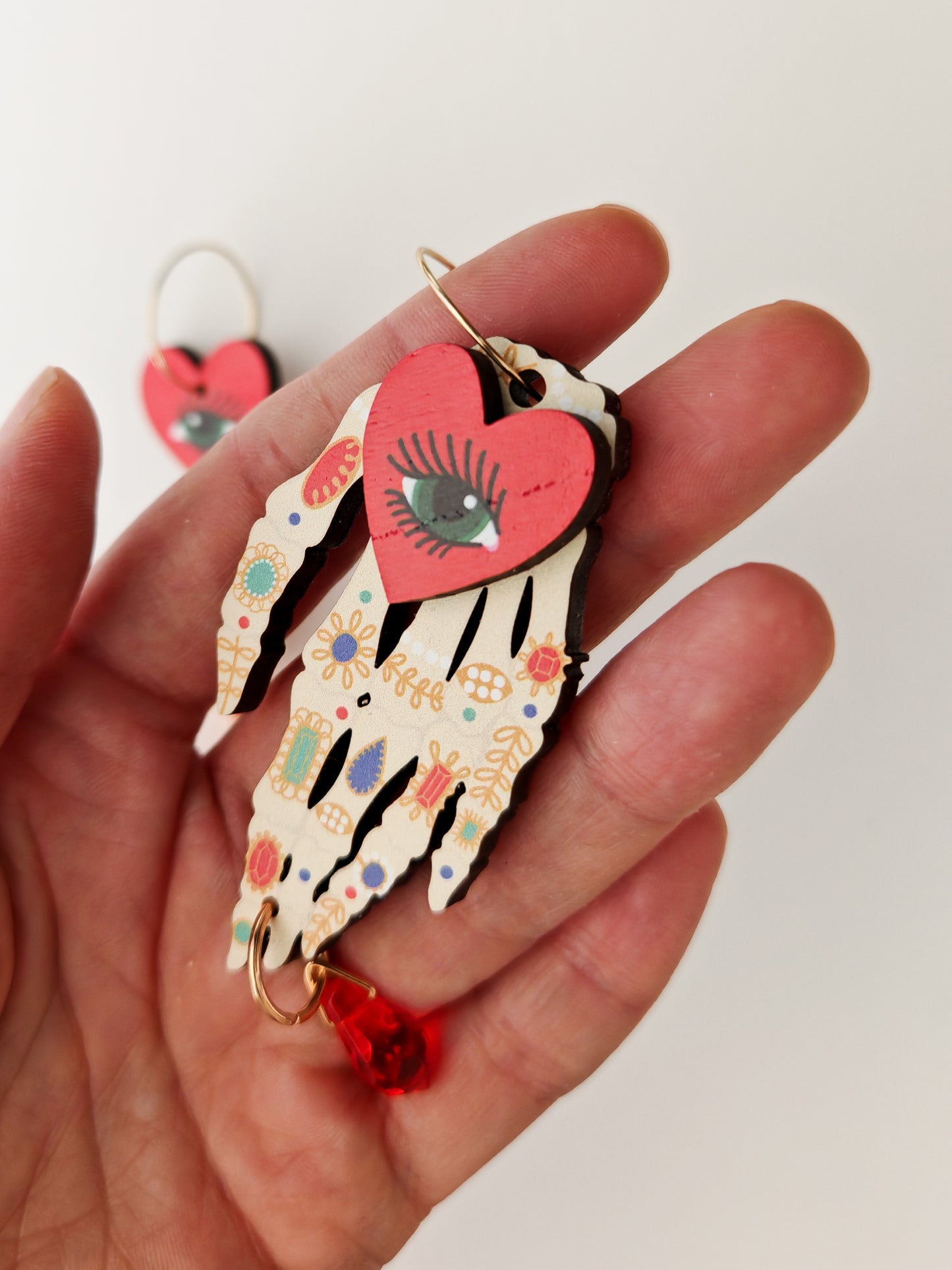 skeleton heart earrings WOOD SCAR