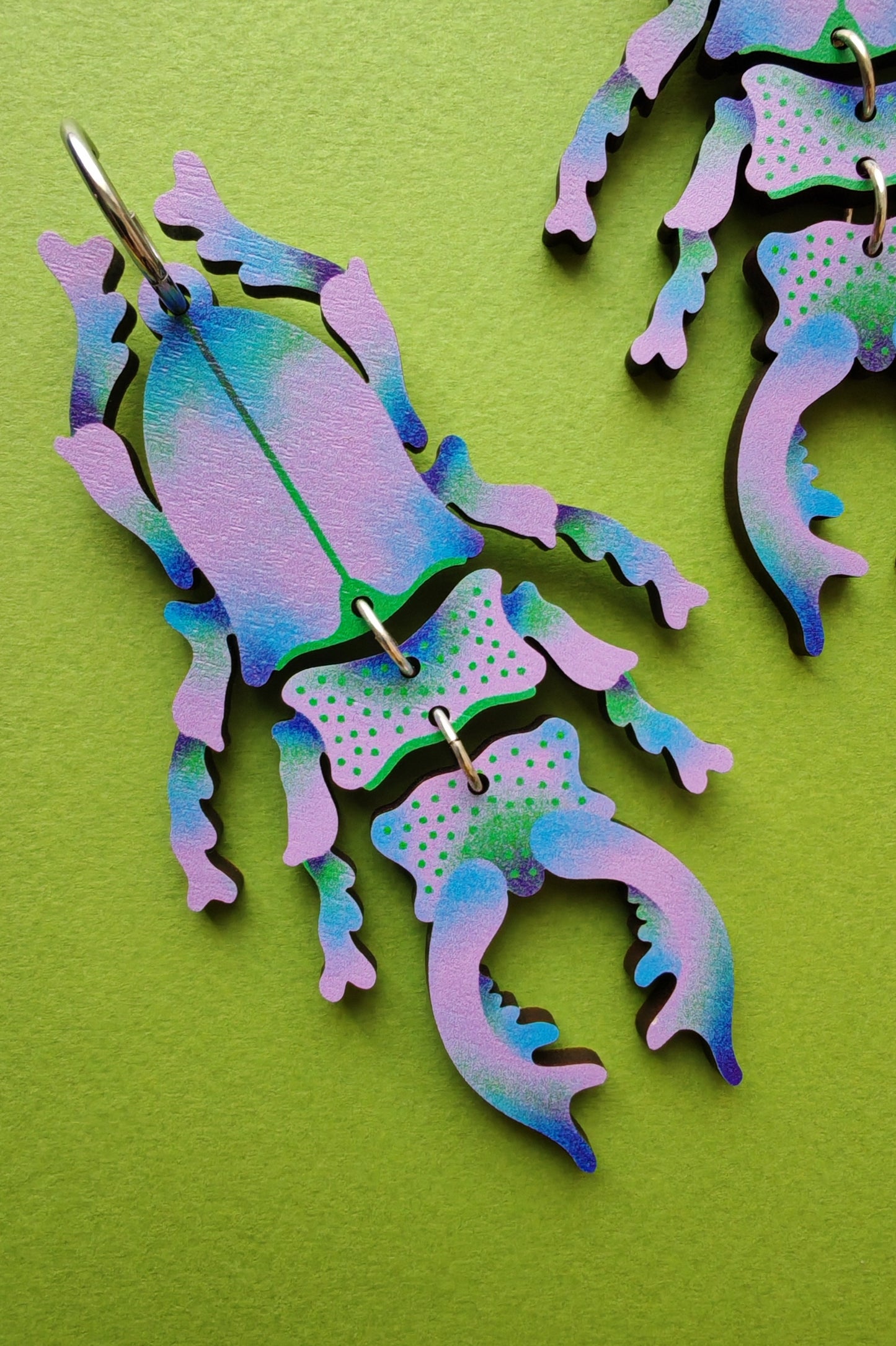 XL Stag Beetle Earrings Monster Colourway