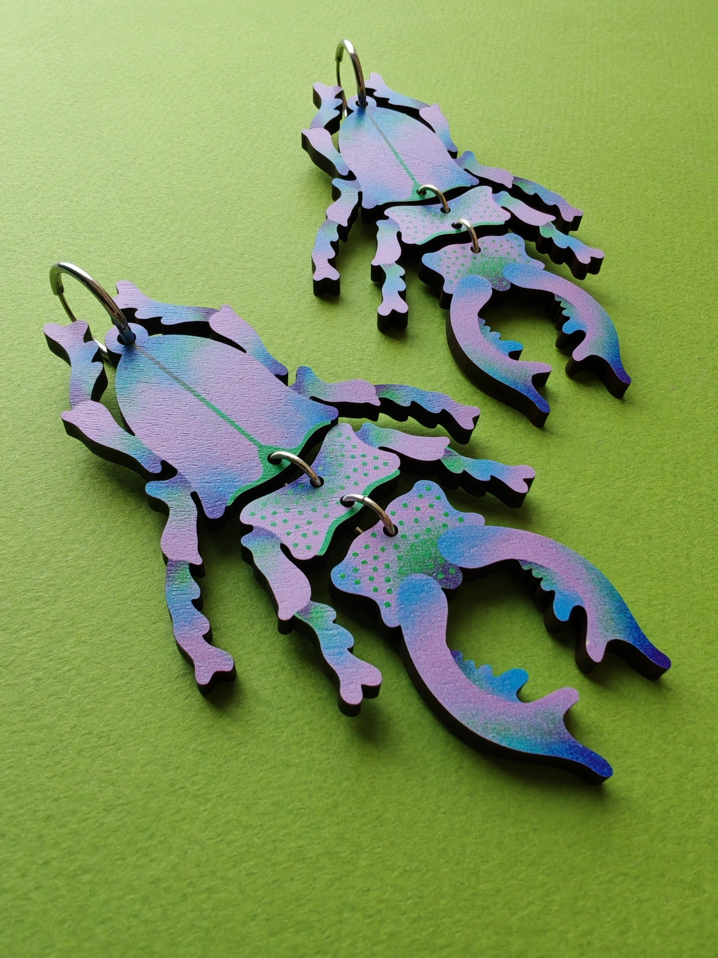 XL Stag Beetle Earrings Monster Colourway