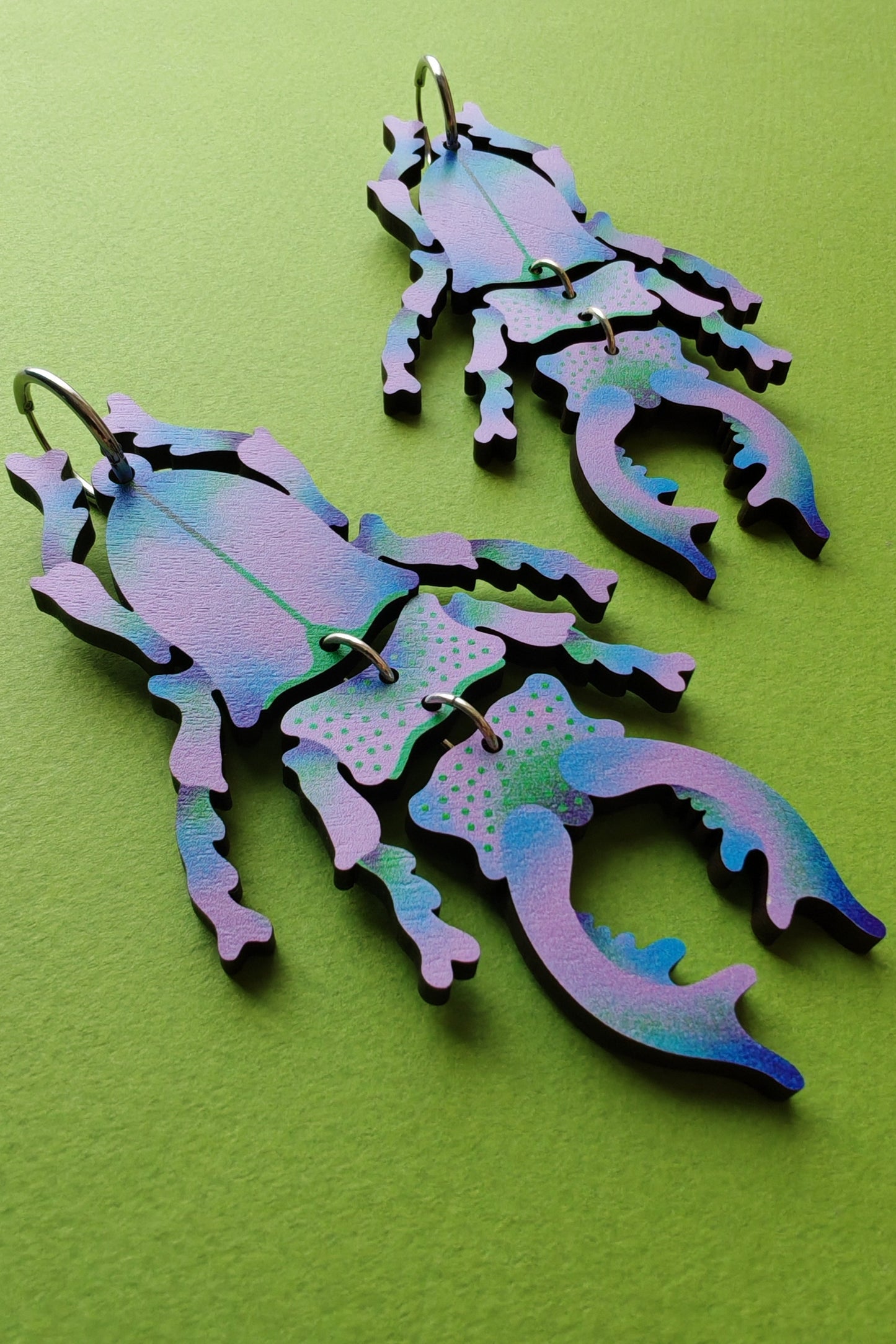 XL Stag Beetle Earrings Monster Colourway