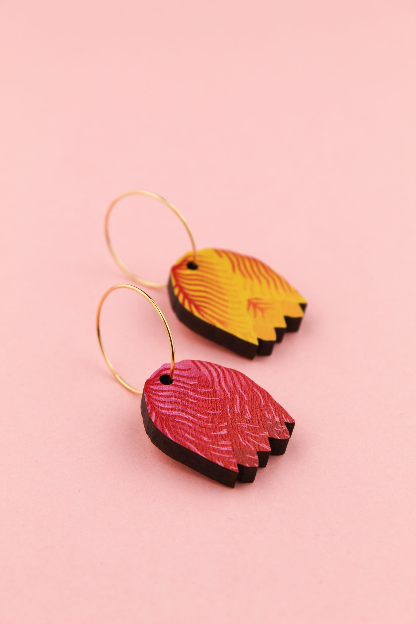 Red and Yellow Tulip Earrings