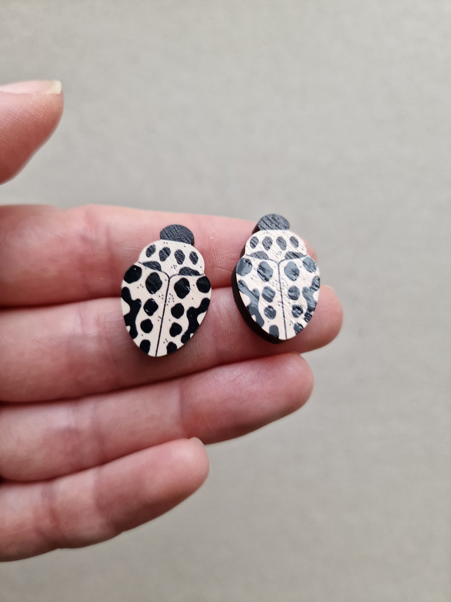Ivory Ladybird Earrings HEAVY GRAIN