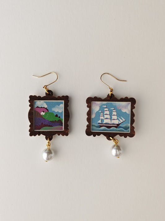landscape / seascape frame earrings NO FAULTS