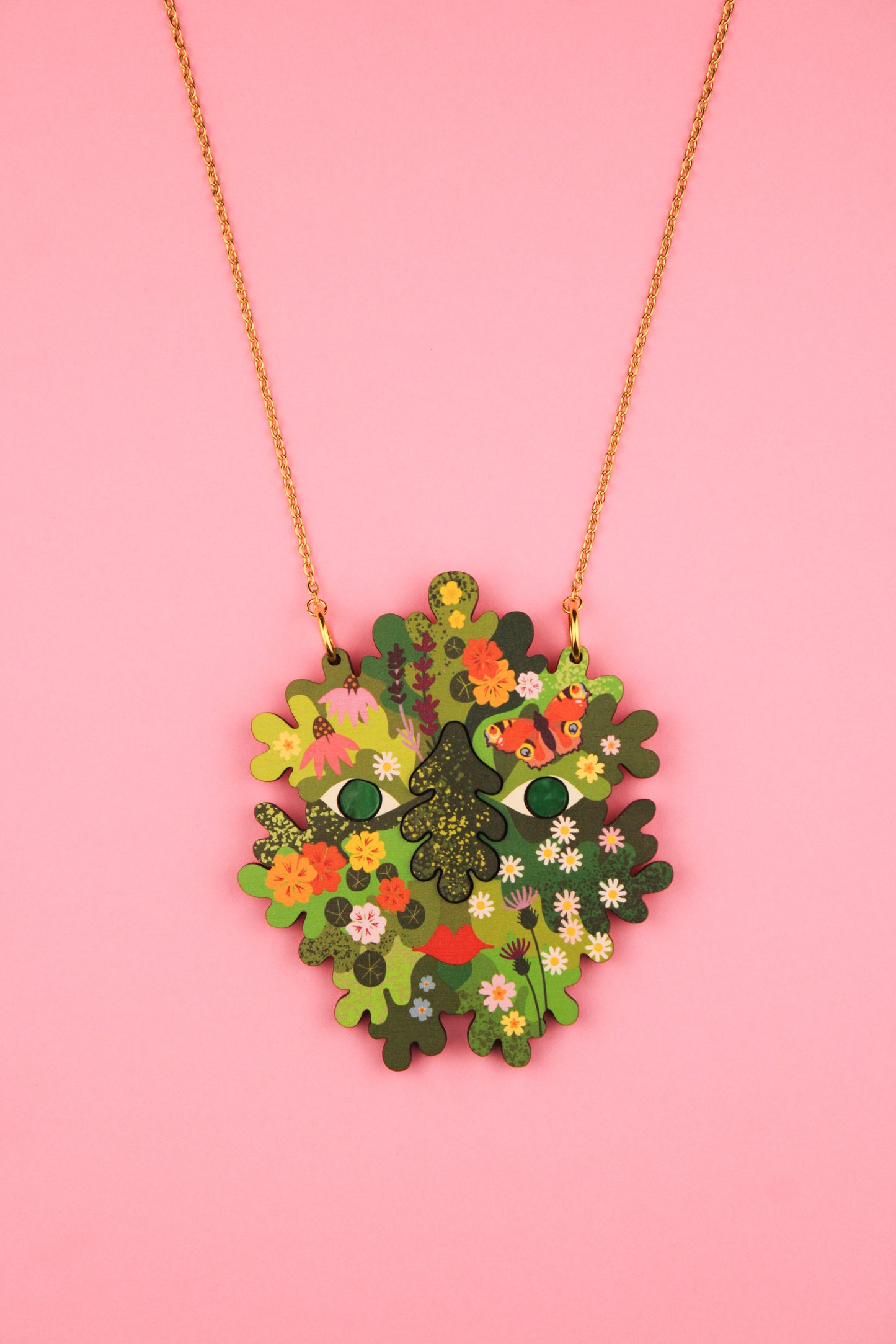Floral Green Man Necklace PRE ORDER