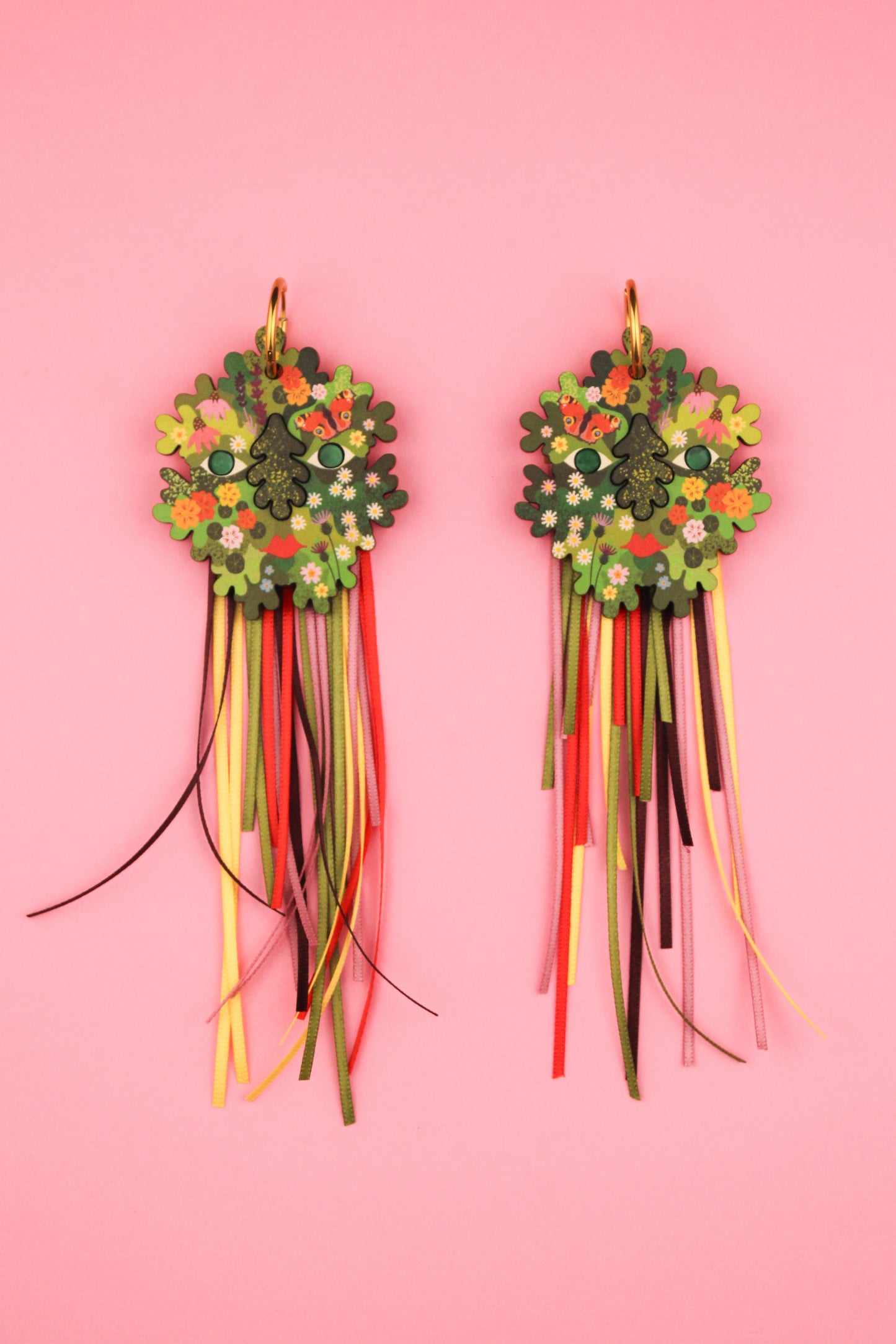 Floral Green Man Earrings PRE ORDER