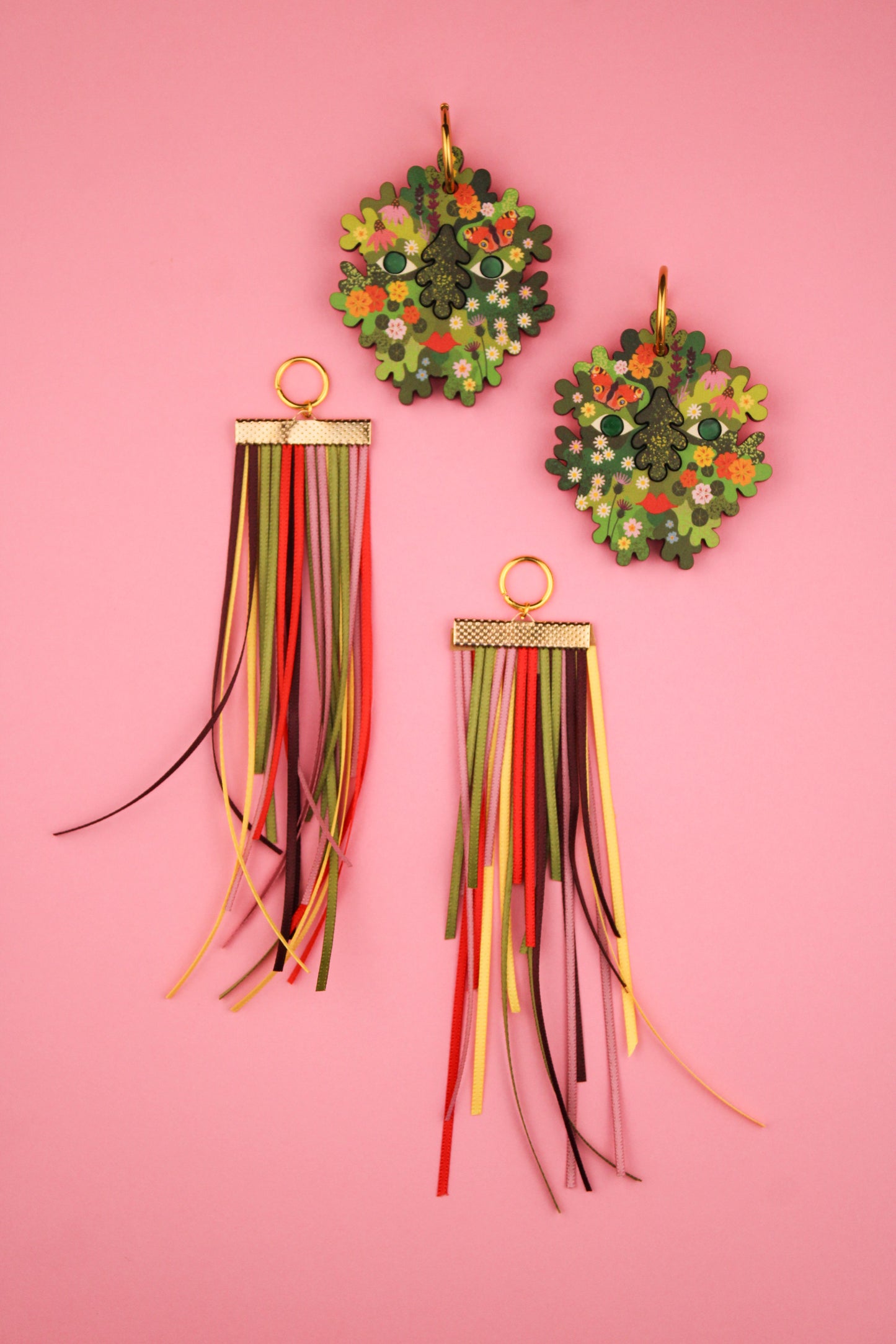 Floral Green Man Earrings PRE ORDER