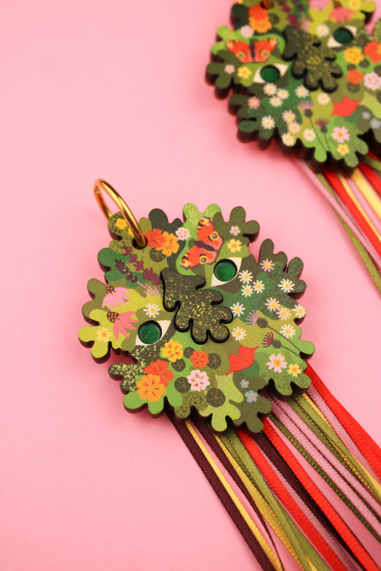 Floral Green Man Earrings PRE ORDER