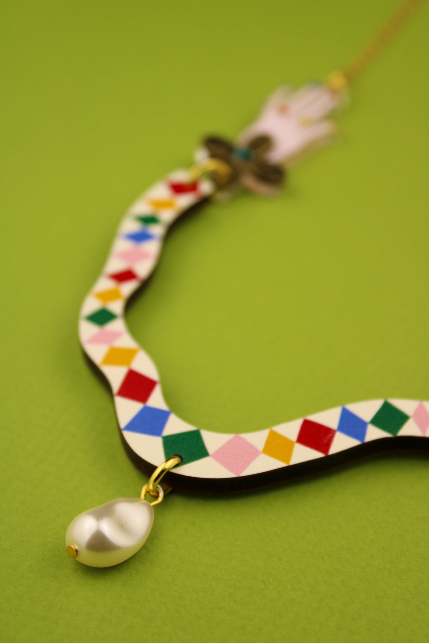 Harlequin Hand Necklace