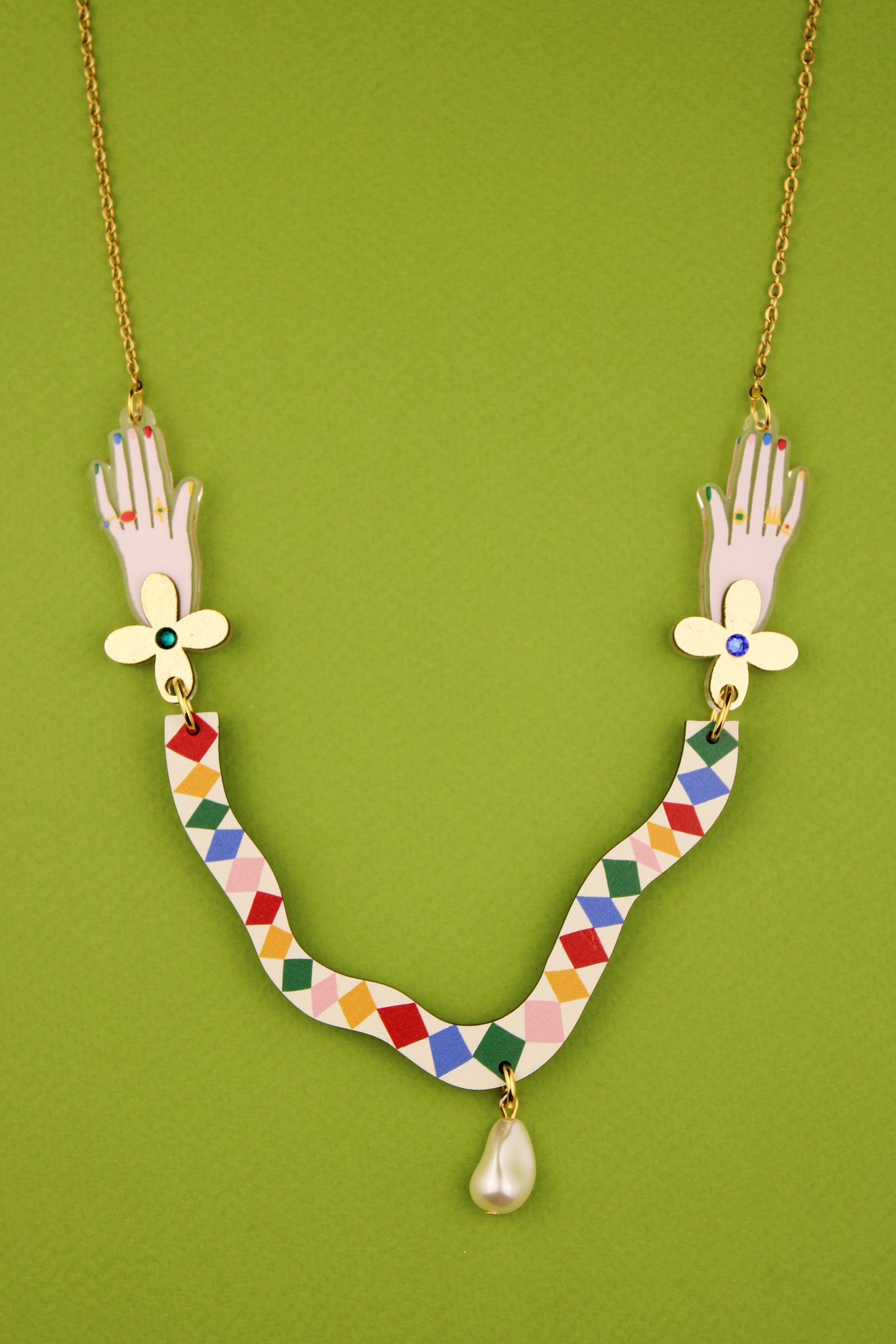 Harlequin Hand Necklace