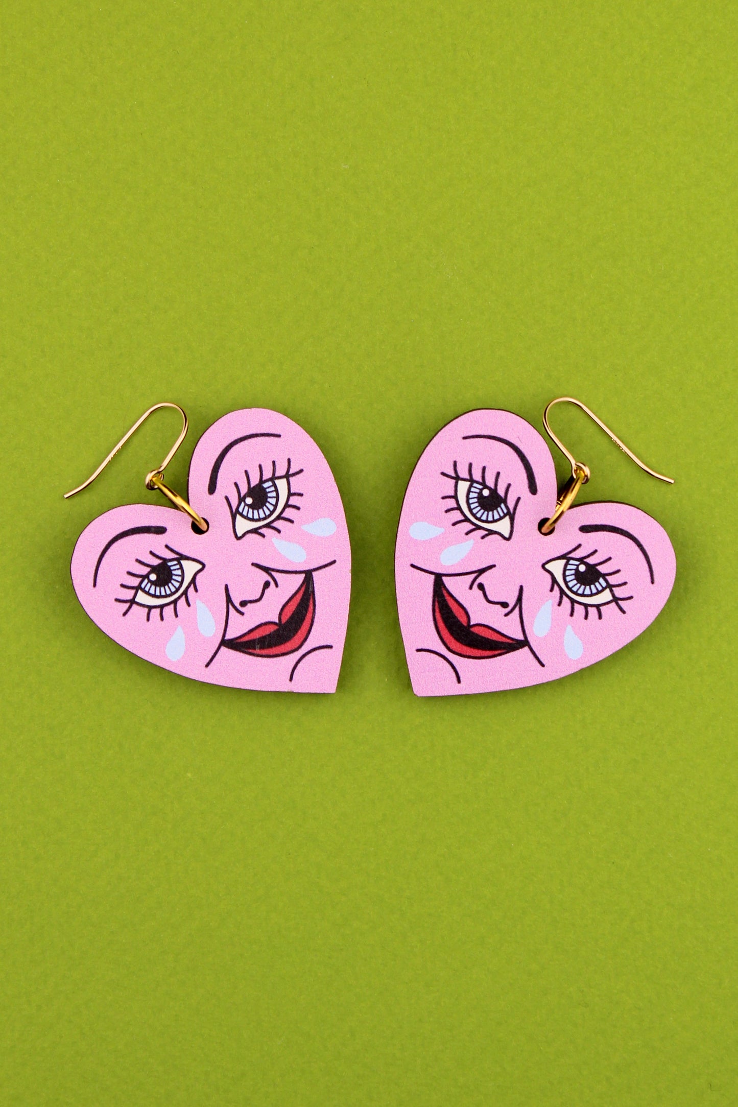 Pink Happy Heart Earrings