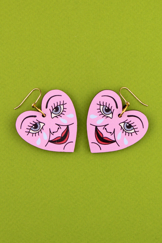 Pink Happy Heart Earrings