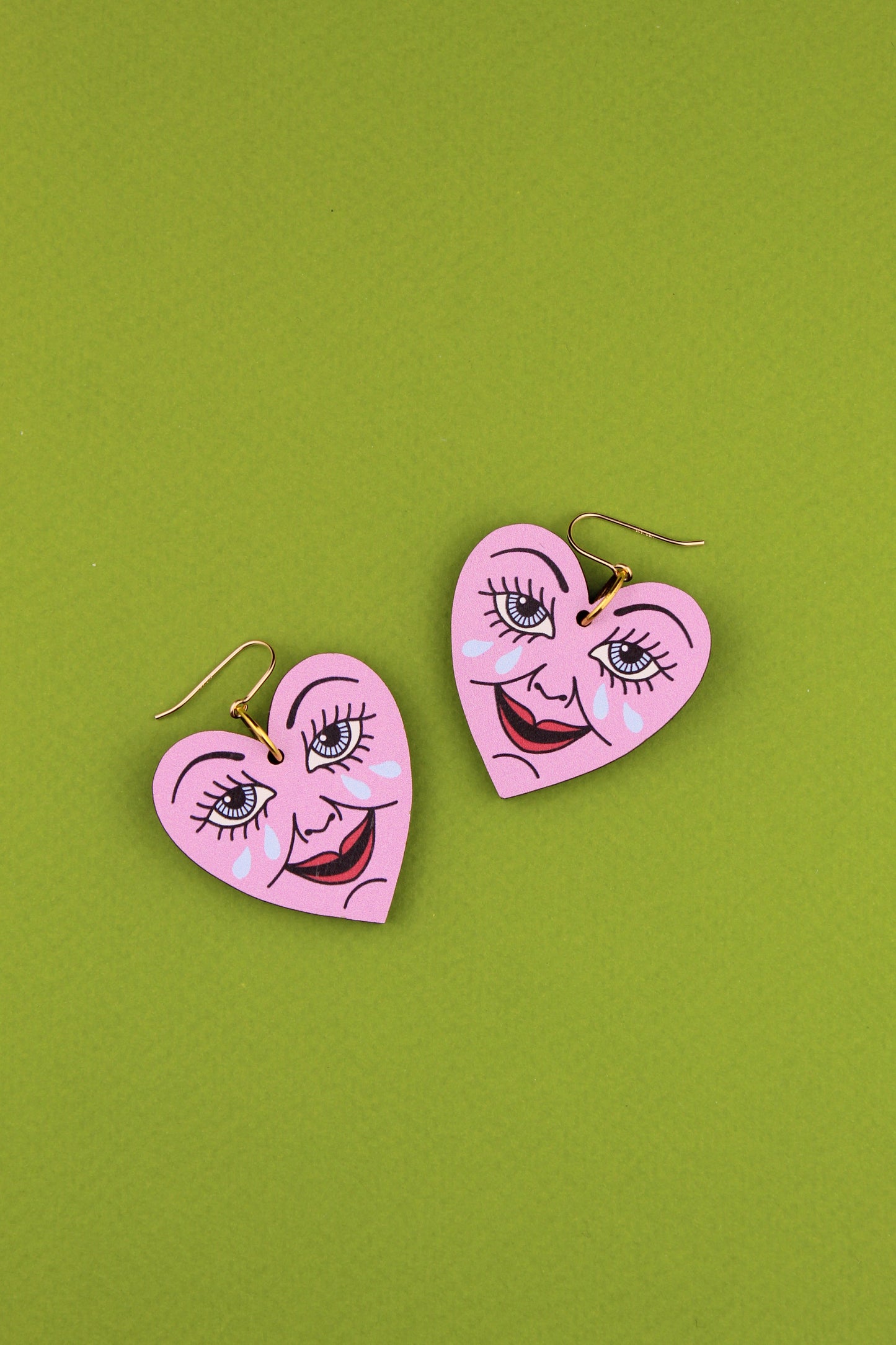 Pink Happy Heart Earrings