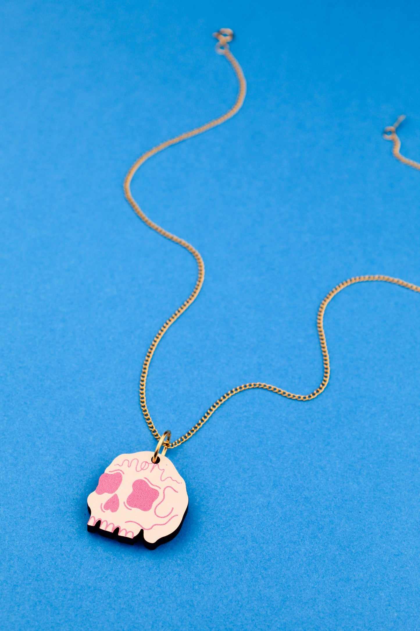 Pink Mori Skull Pendant Necklace