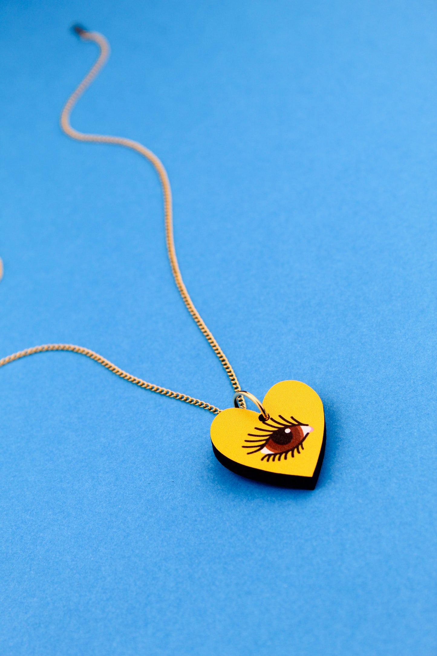 Yellow Lovers Eye Pendant Necklace