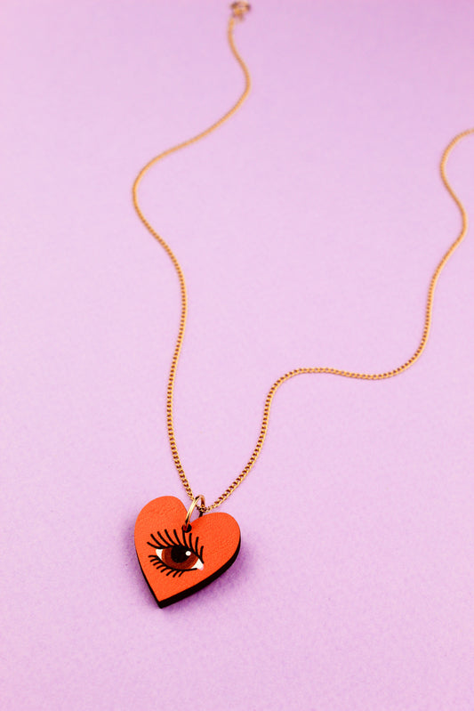 Orange Lovers Eye Pendant Necklace