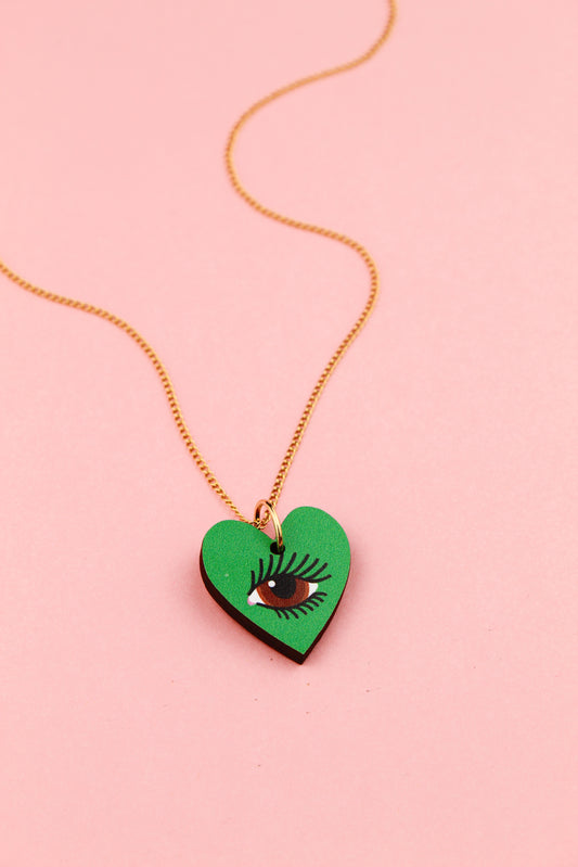 Green Lovers Eye Pendant Necklace