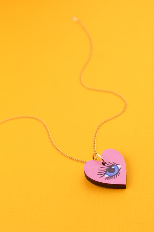 Pink Lovers Eye Pendant Necklace