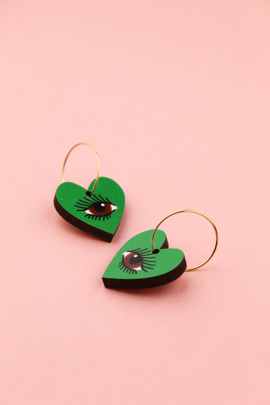 Green Lovers Eye Earrings