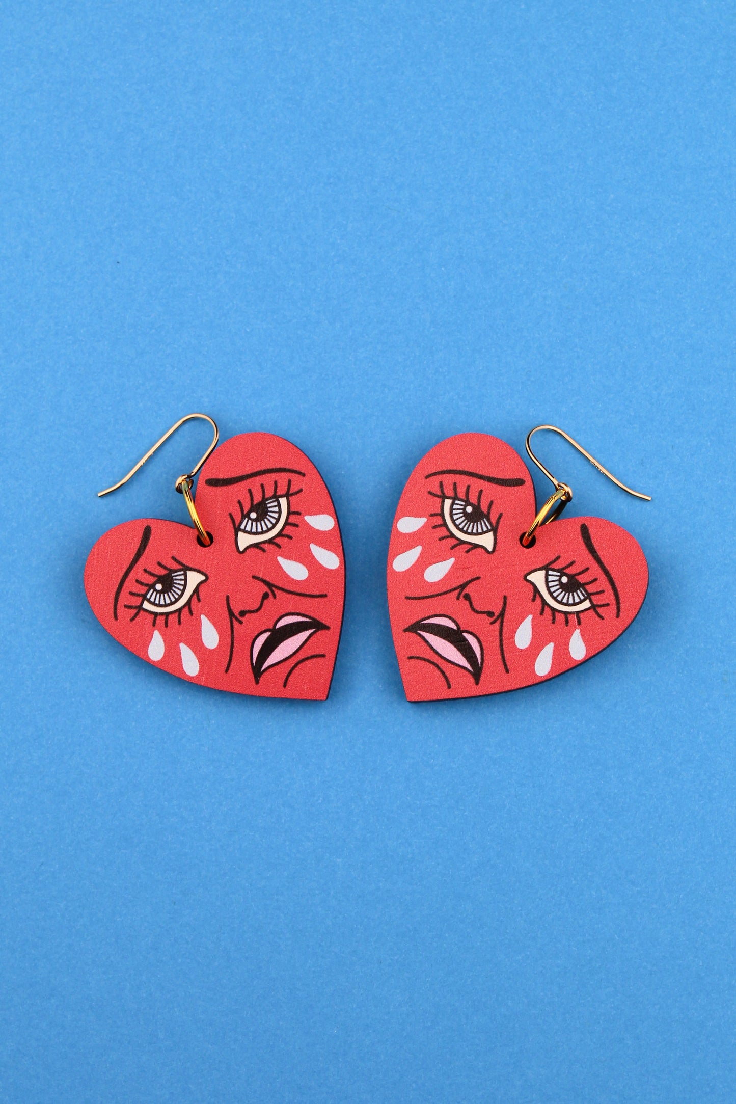 Red Crying Heart Earrings