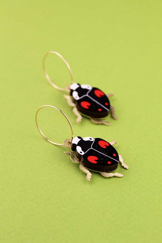 Red and Black Harlequin Ladybird Earrings