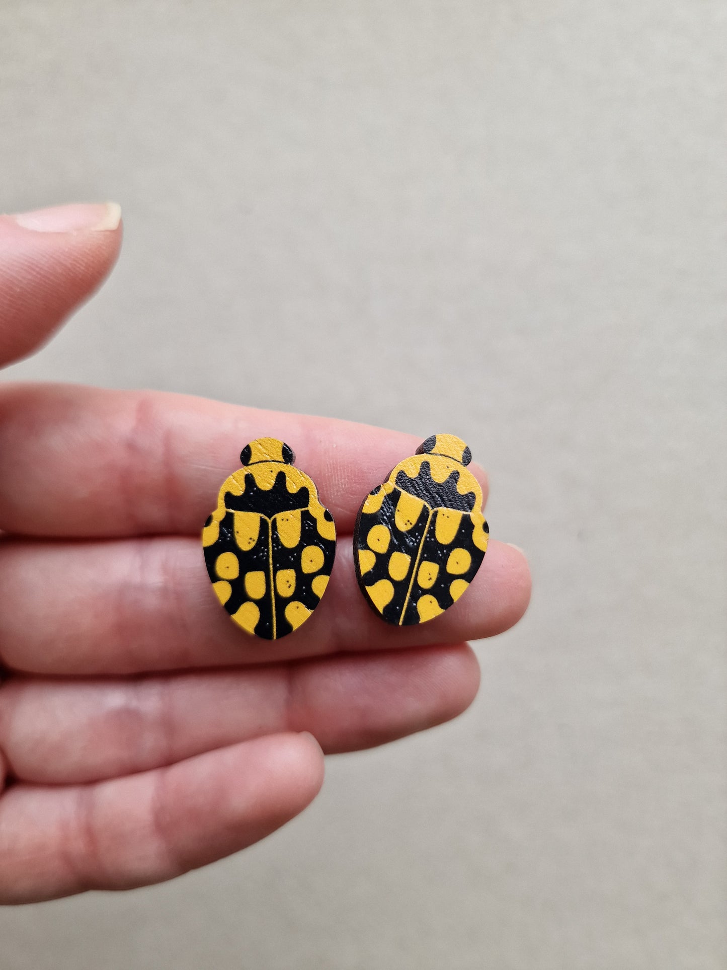 Yellow Ladybird Earrings HEAVY GRAIN