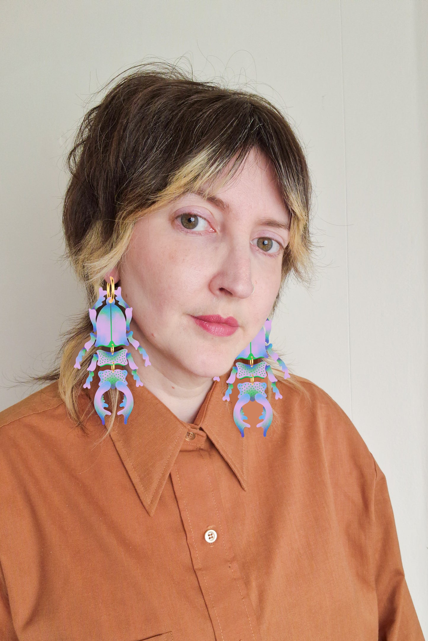 XL Stag Beetle Earrings Monster Colourway