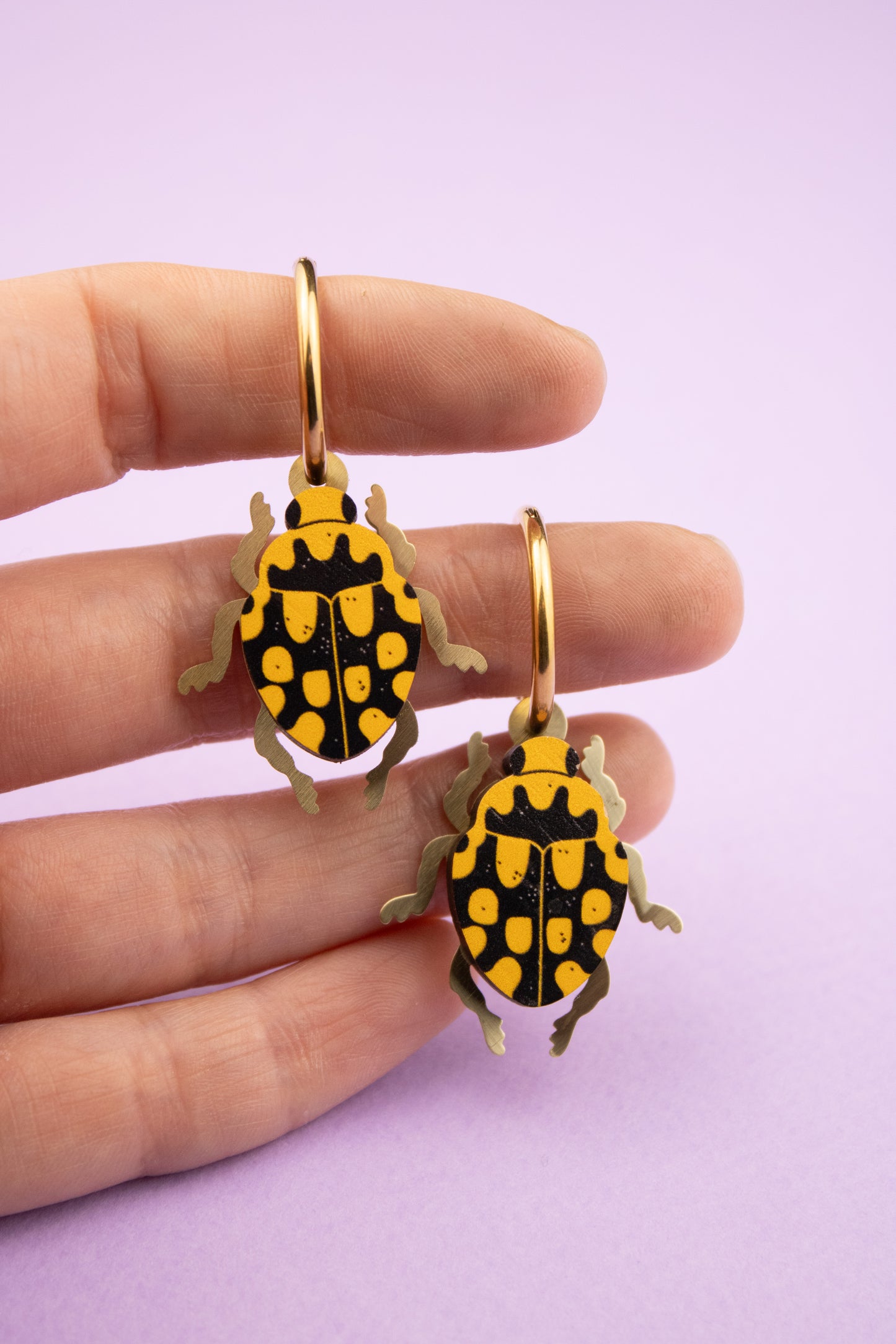 Boucles d'oreilles coccinelle jaune