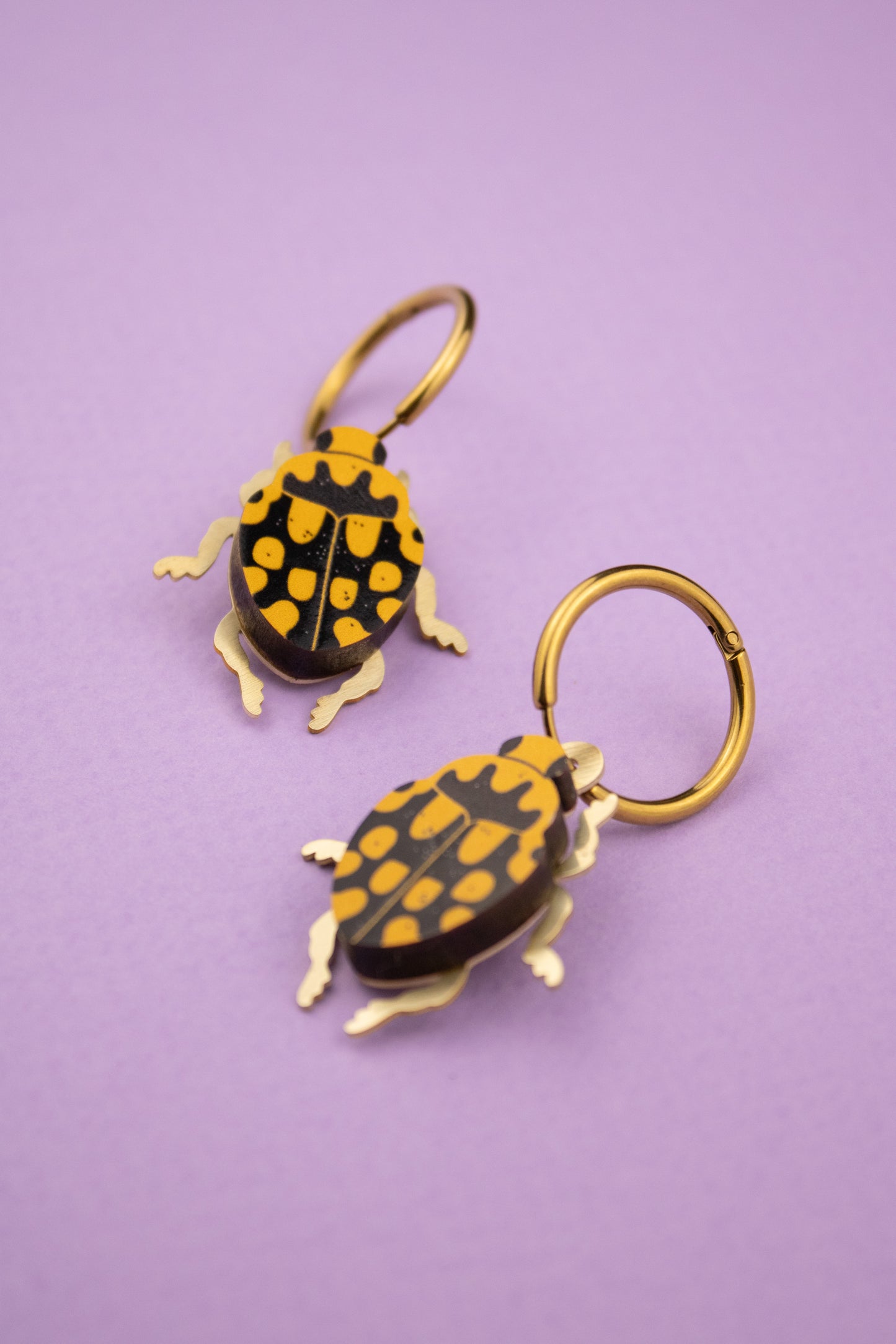 Boucles d'oreilles coccinelle jaune
