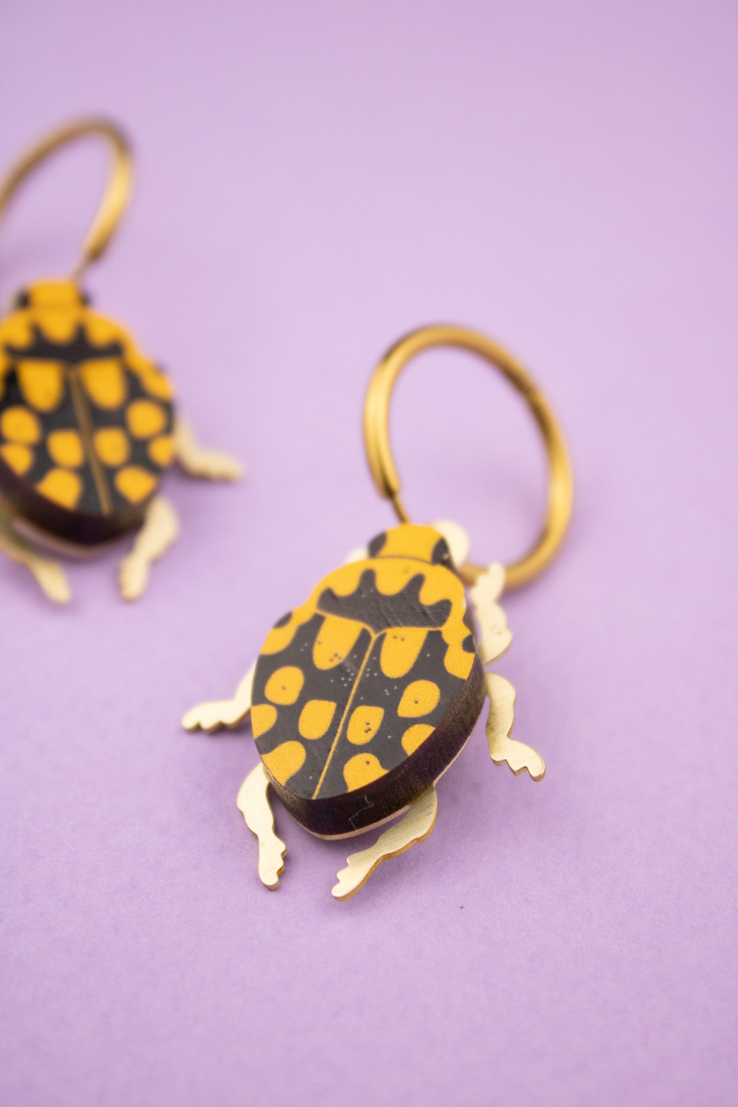 Boucles d'oreilles coccinelle jaune
