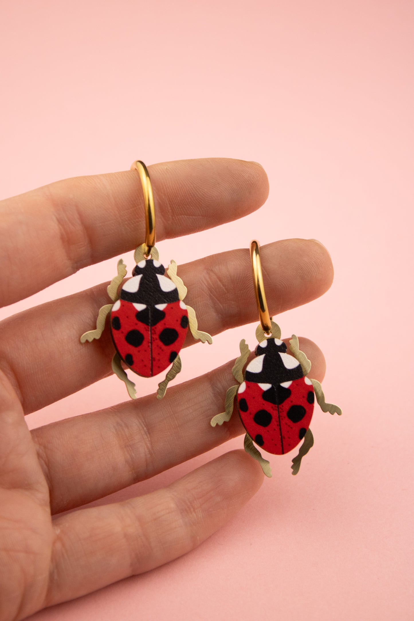 Boucles d'oreilles coccinelle rouge