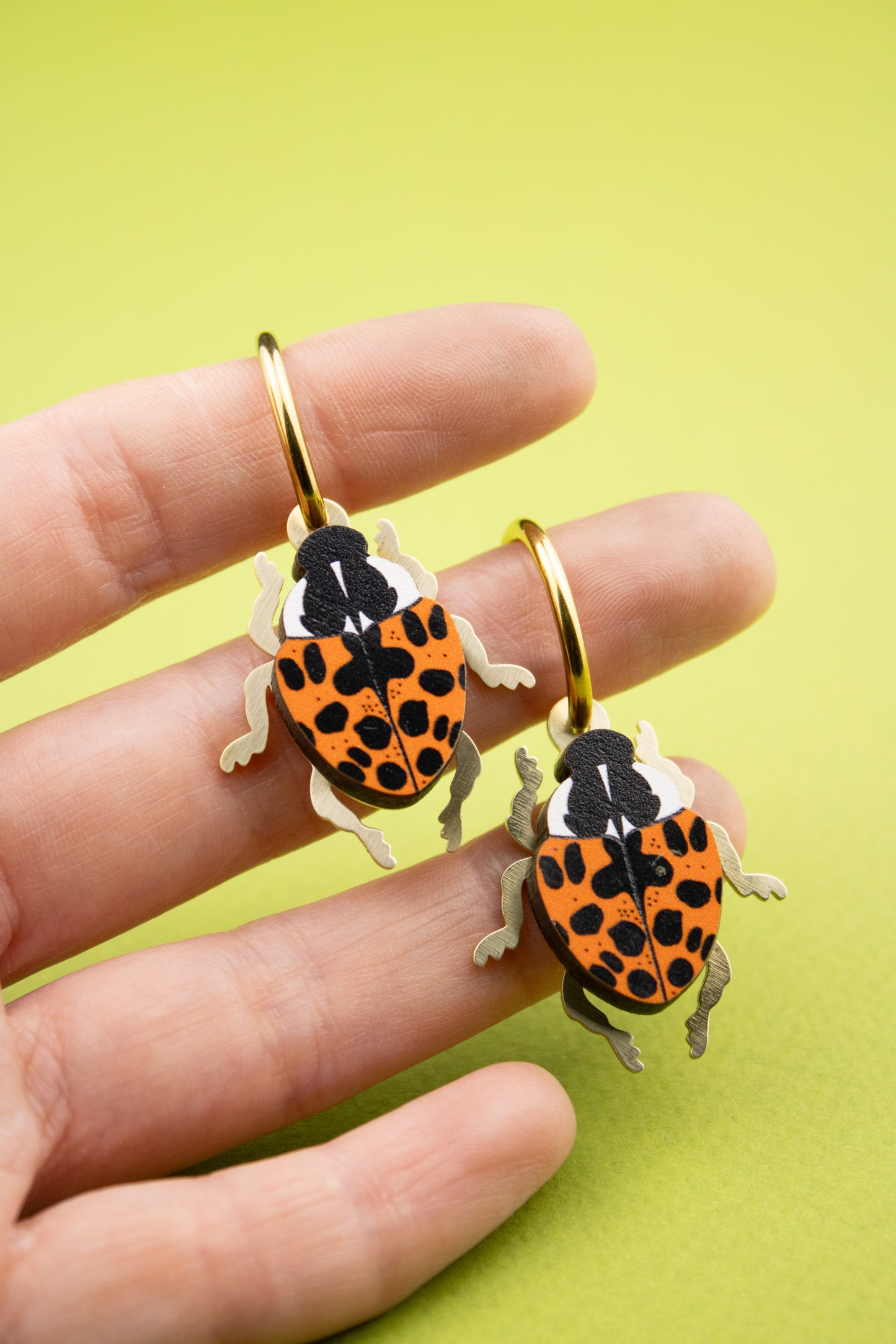 Orange Harlequin Ladybird Earrings
