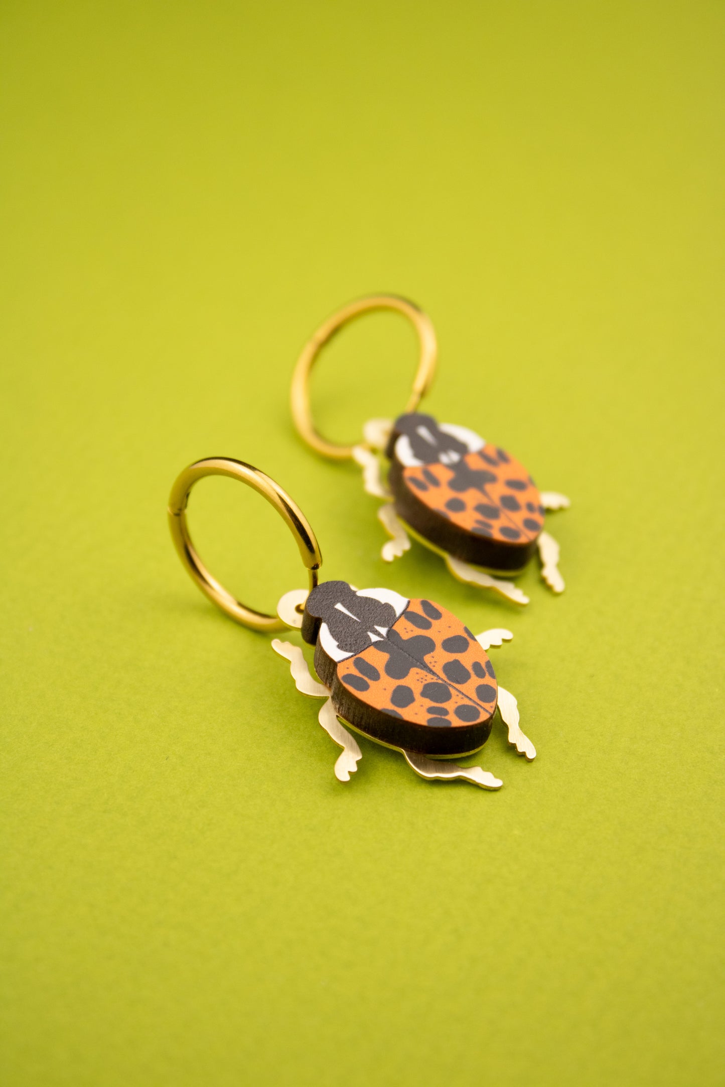 Orange Harlequin Ladybird Earrings