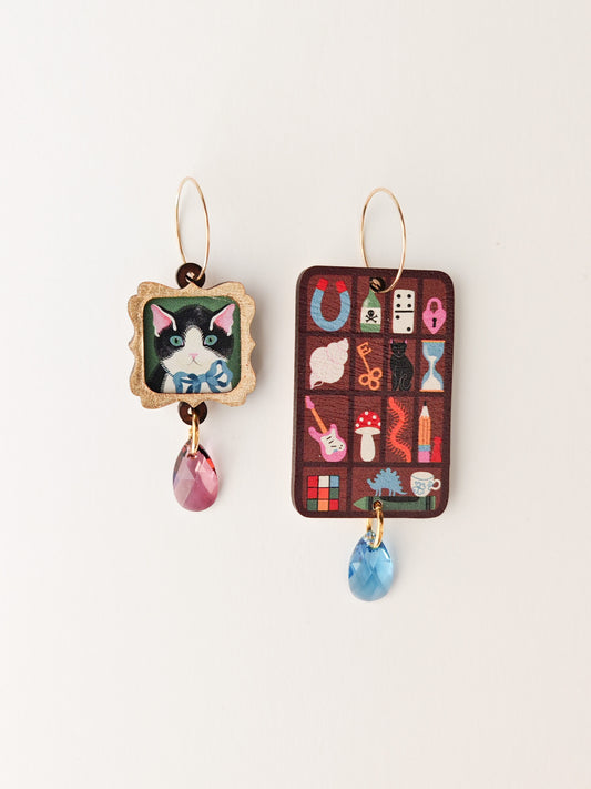 cat and trinket earrings HEAVY GRAIN