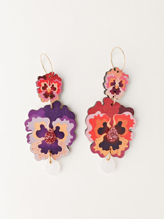 mismatched pansy earrings HEAVY GRAIN